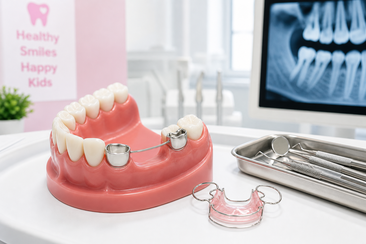 Extraction and space maintainer treatment for children