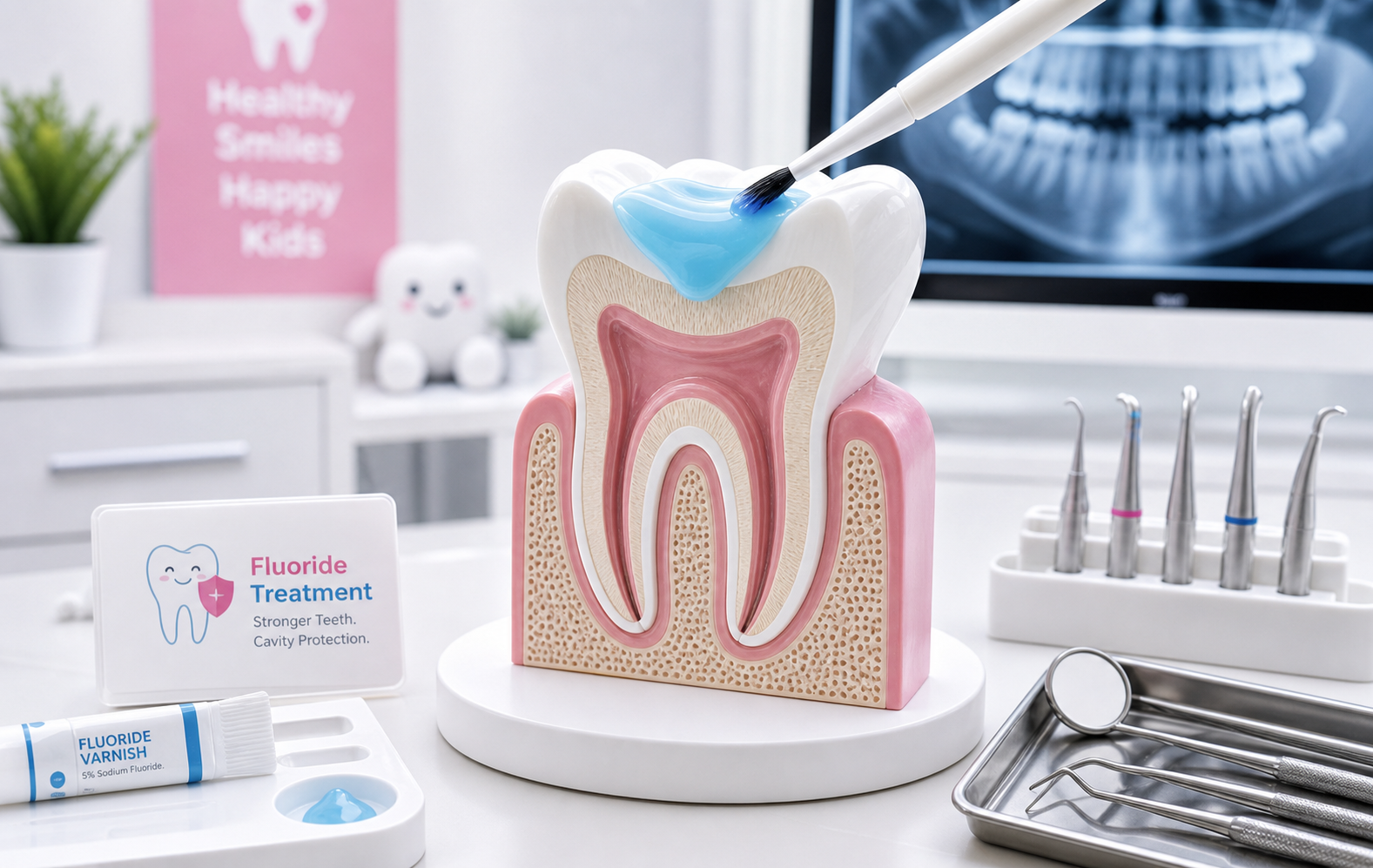 Fluoride treatment for kids dental protection